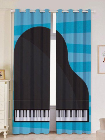 2pcs Piano Printed Lightproof Window Curtains