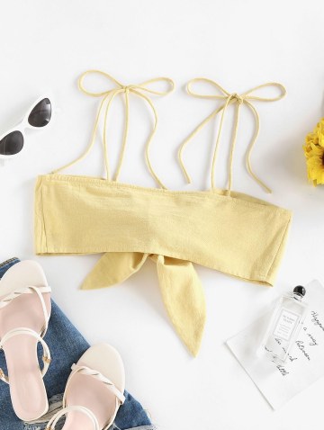 Bowknot Tie Shoulder Crop Cami Top