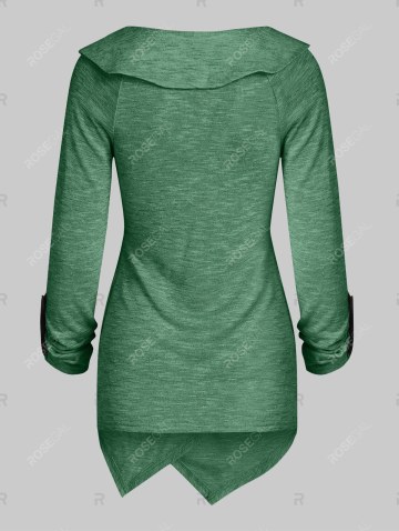 Button Space Dye Irregular Long Sleeve Top