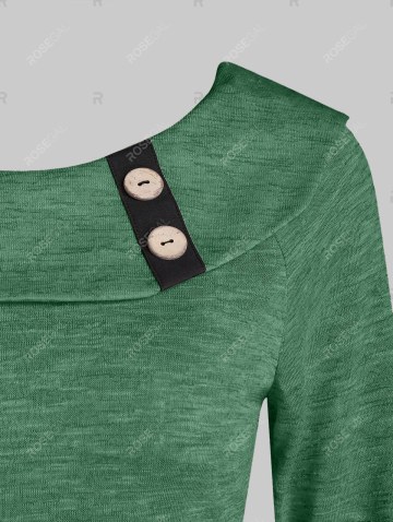 Button Space Dye Irregular Long Sleeve Top