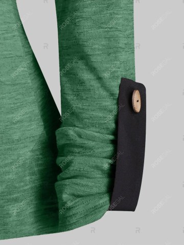 Button Space Dye Irregular Long Sleeve Top