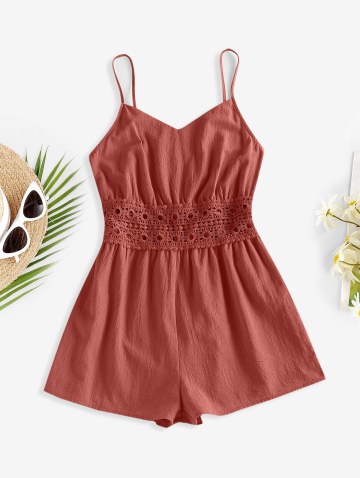 Cami Crochet Insert Wide Leg Romper