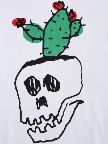 Cartoon Skull Cactus Print T-shirt