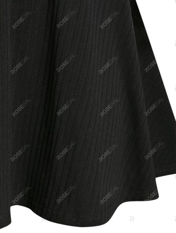 Chain Detail Ribbed Cold Shoulder Gothic Dress