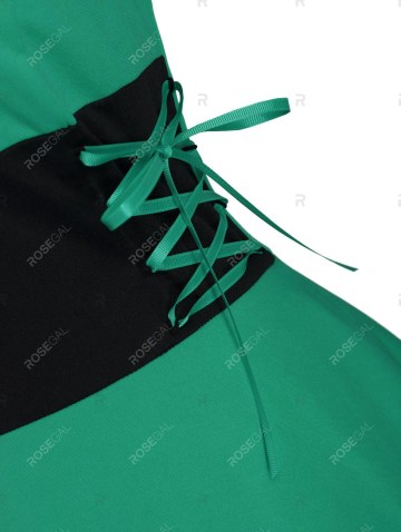 Christmas Faux Fur Panel Lace Up Dip Hem Dress