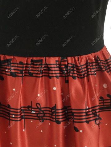 Christmas Musical Notes And Cats Print Dress