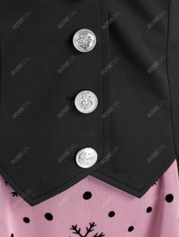 Christmas Snowflake Print Lace-up Handkerchief Twofer Dress