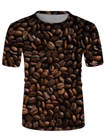 Coffee Bean Print Casual Short Sleeve T Shirt
