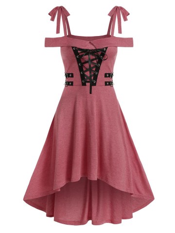 Cold Shoulder Lace-up High Low Gothic Dress