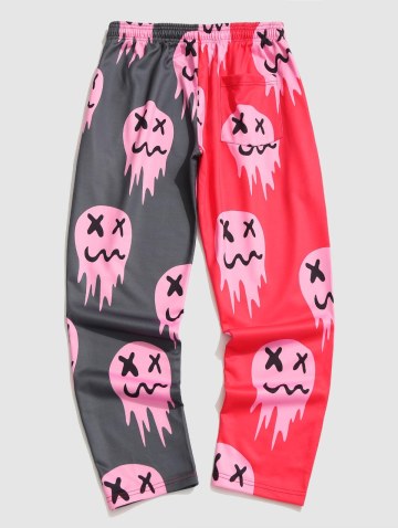 Colorblock Drip Face Print Pants