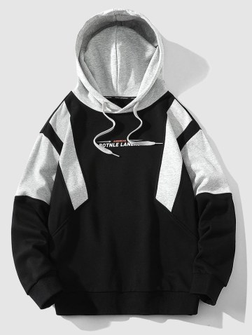 Colorblock Letter Print Hoodie