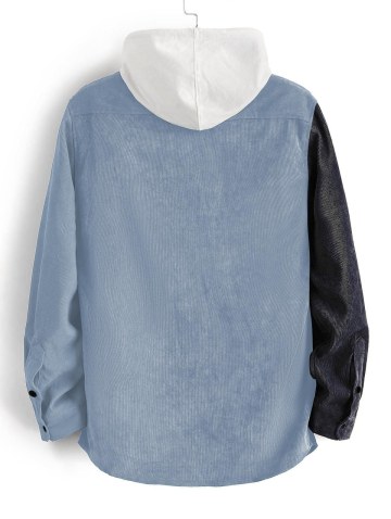 Colorblock Panel Long Sleeve Corduroy Shirt