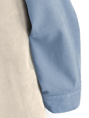 Colorblock Panel Long Sleeve Corduroy Shirt