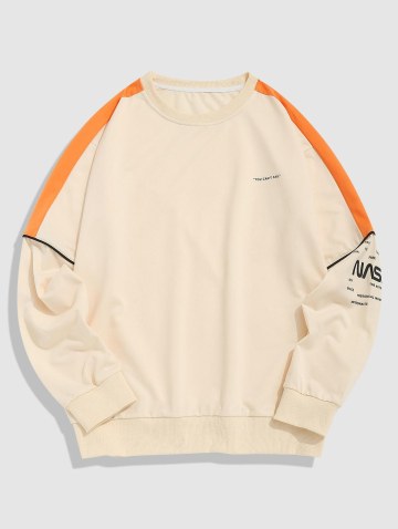 Colorblock Patch Letter Graphic Sweatshirt