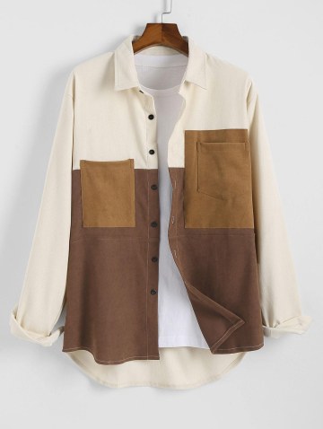 Colorblock Spliced Long Sleeve Shirt