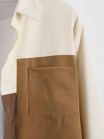 Colorblock Spliced Long Sleeve Shirt