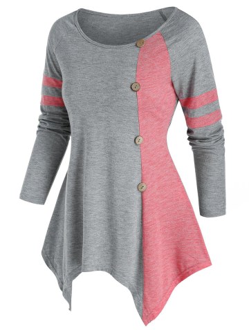 Colorblock Stripe Handkerchief T Shirt