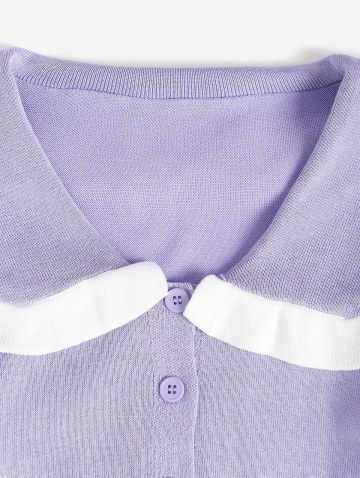 Contrast Knit Single Breasted Cardigan