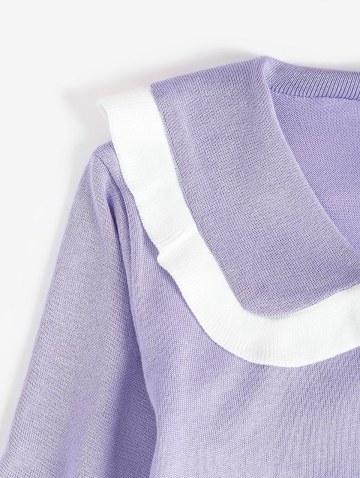 Contrast Knit Single Breasted Cardigan