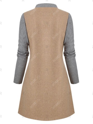 Contrast Wool Blend Snap Button Coat