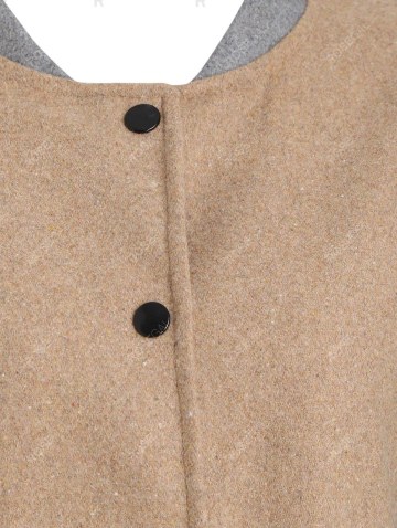 Contrast Wool Blend Snap Button Coat