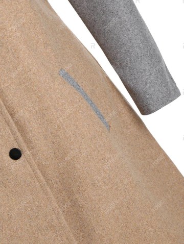 Contrast Wool Blend Snap Button Coat