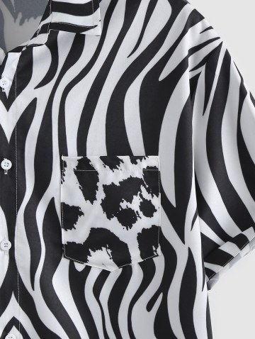Cow And Zebra Print Pocket Shirt