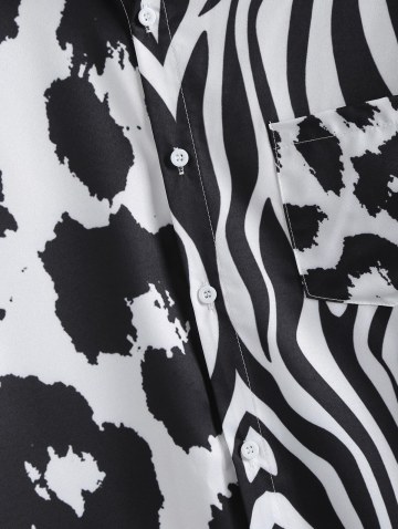 Cow And Zebra Print Pocket Shirt
