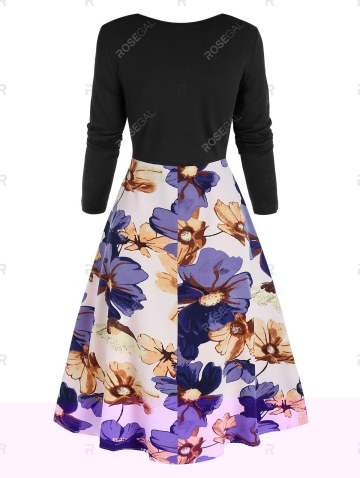 Criss Cross High Waist Floral Print Dress