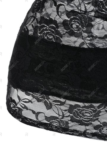 Cut Out Flower Lace Skew Neck T-shirt