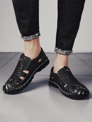 Cut Out Leather Slip On Casual Shoes