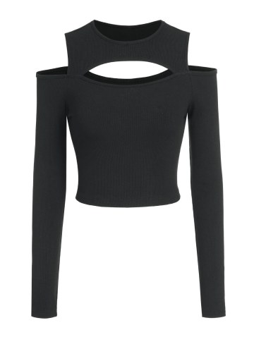 Cutout Open Shoulder Cropped Tee