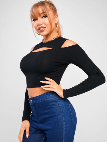 Cutout Open Shoulder Cropped Tee