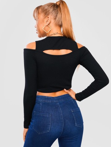 Cutout Open Shoulder Cropped Tee