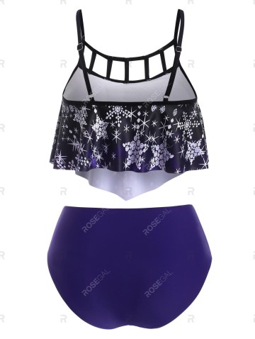 Dazzling Star Flounces Lattice Tankini Swimwear