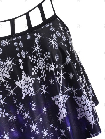 Dazzling Star Flounces Lattice Tankini Swimwear