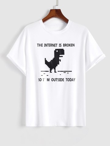 Digital Dinosaur Slogan Print Graphic T-shirt