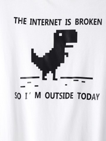 Digital Dinosaur Slogan Print Graphic T-shirt