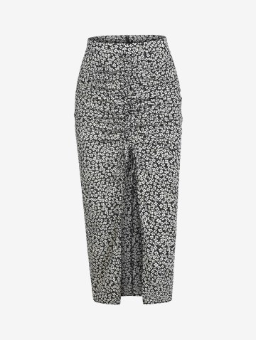 Ditsy Floral Cinched Front Thigh Slit Skirt