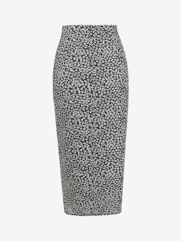 Ditsy Floral Cinched Front Thigh Slit Skirt