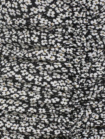 Ditsy Floral Cinched Front Thigh Slit Skirt