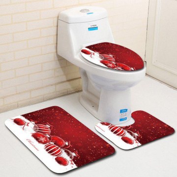 Dl2011 Christmas Snowman Bathroom Toilet Floor Mat Door Mat Toilet Seat 3pcs