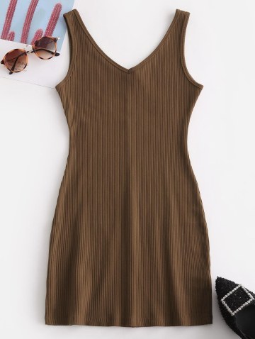 Double V Ribbed Tank Dress