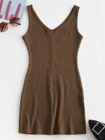 Double V Ribbed Tank Dress