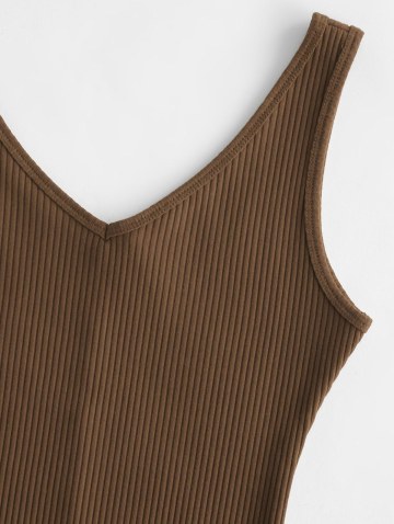 Double V Ribbed Tank Dress