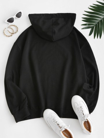 Drawstring Oriental Dragon Print Boyfriend Hoodie