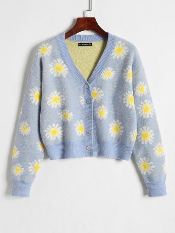 Drop Shoulder Floral Short Cardigan