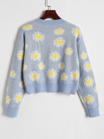 Drop Shoulder Floral Short Cardigan