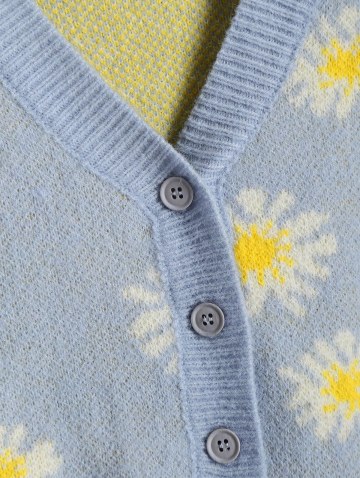 Drop Shoulder Floral Short Cardigan