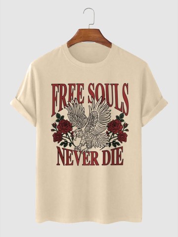 Eagle Rose Printed Graphic Crew Neck T-shirt